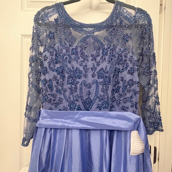 Elegant Blue Lace Evening Gown - Picture 11 of 11